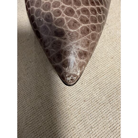 MOSCHINO Shoes Womens Size 40 Brown Croc Embossed Slingback Heels Made In Italy - Picture 4 of 11